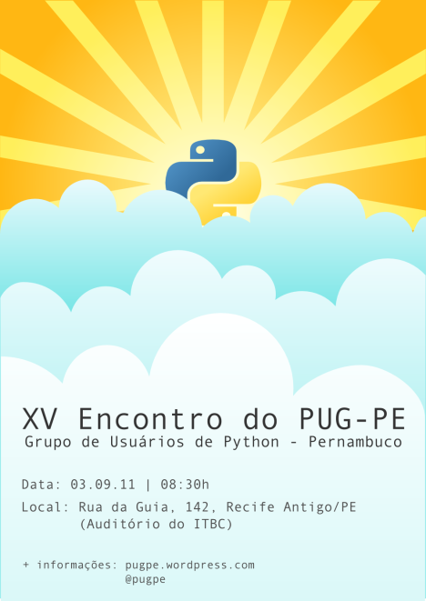 Cartaz do XV Encontro do Grupo de Usuários de Python de Pernambuco